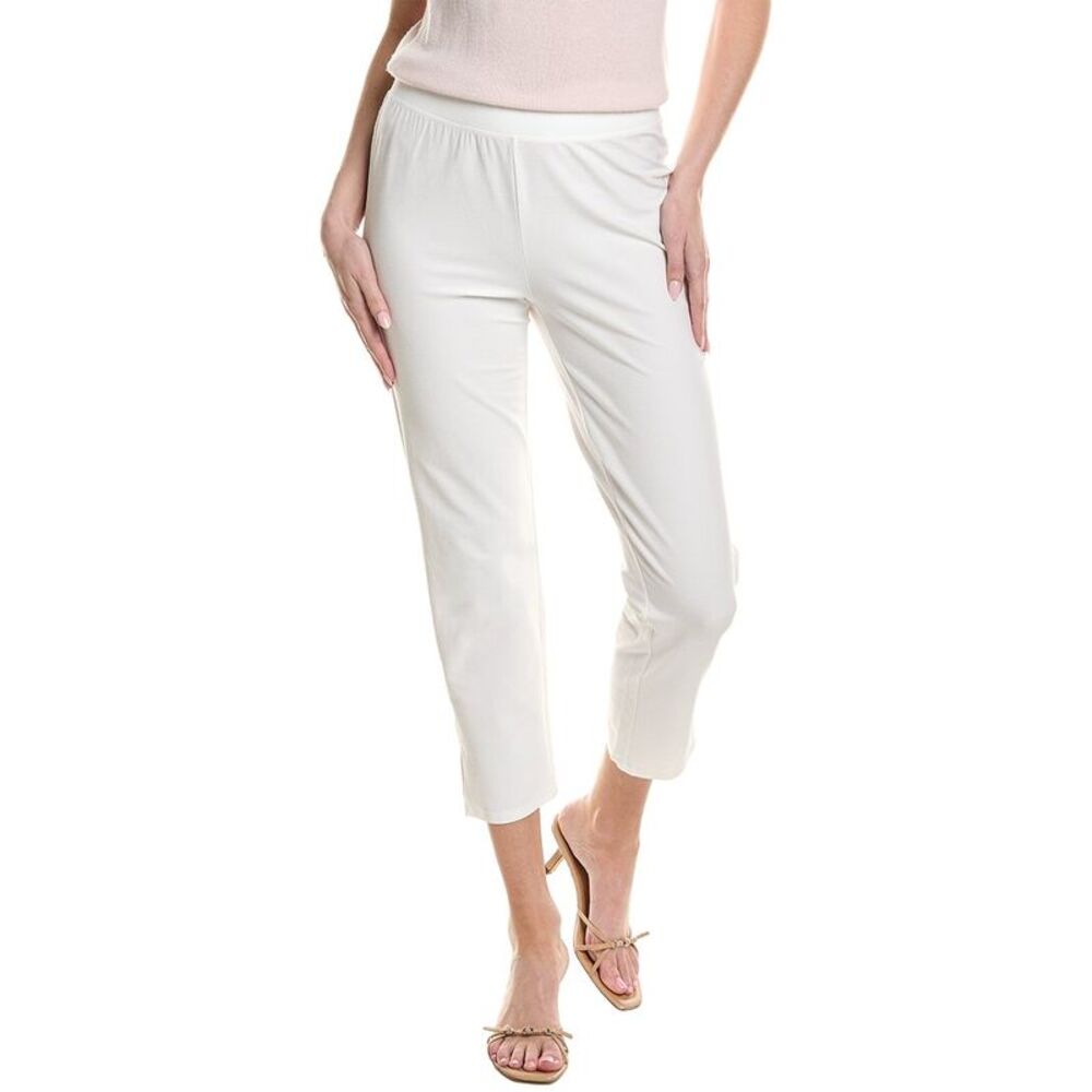 Eileen Fisher Womens  Hi Waisted Slim Crop Pant, White